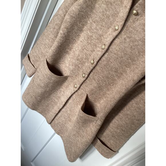 Adrienne Vittadini Women's Wool Duster Button Front Sweater Tan Size Small - Picture 3 of 9